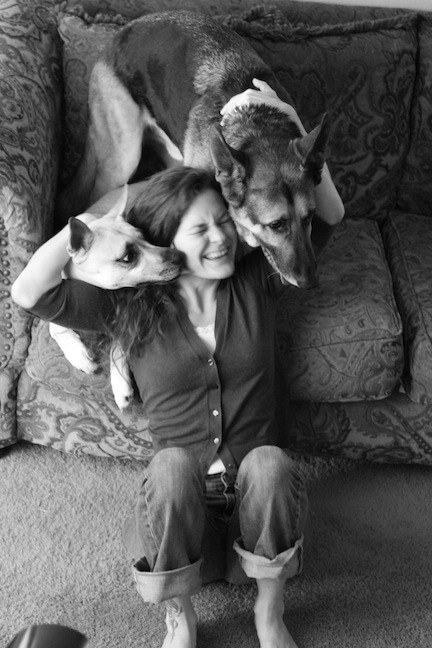 Marnie Hart with rescued dogs